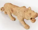 Walnut Wood Ferocious Carved Tiger