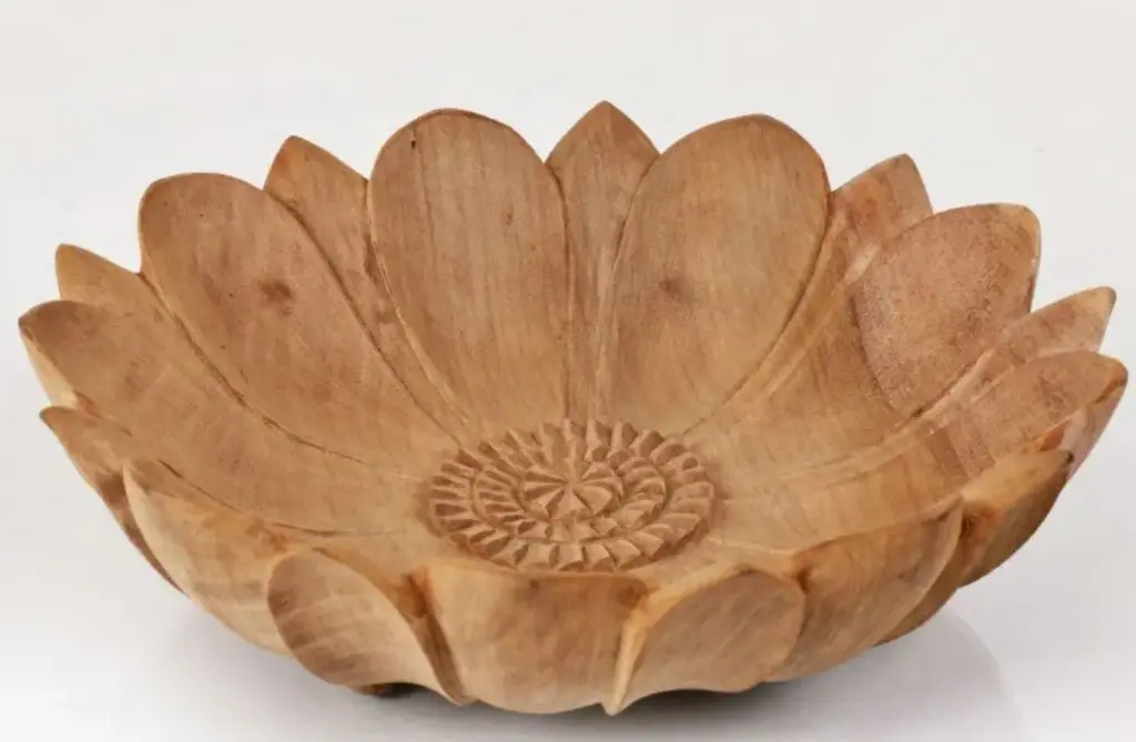 Lotus Walnut Wood Carved Bowl