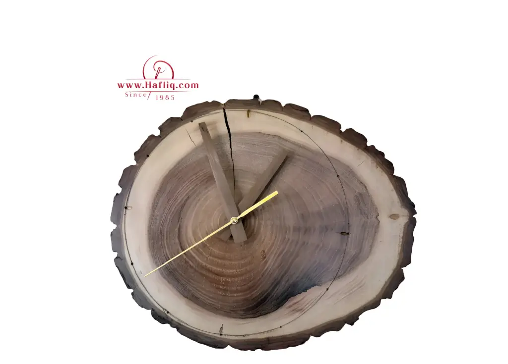 Natural Kashmiri Walnut Wood Slice Wall Clock