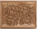 Mystic Flower Engraved Walnut Wood Wall Plate