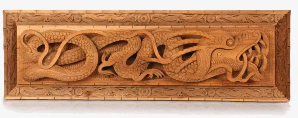 Handmade Carved Dragon Walnut Wood Wall Plate