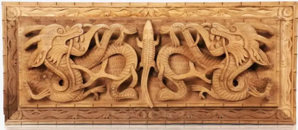 Dragon Hunt Handcrafted Walnut Wood Wall Plate