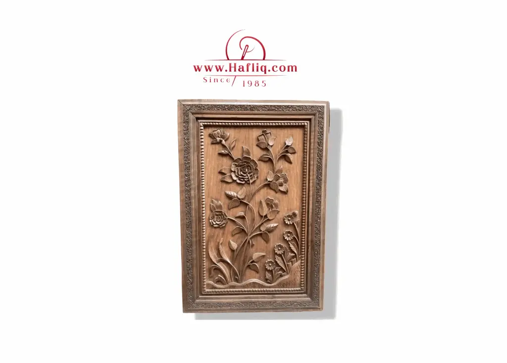 Handcrafted Floral Wood Carving from Kashmir