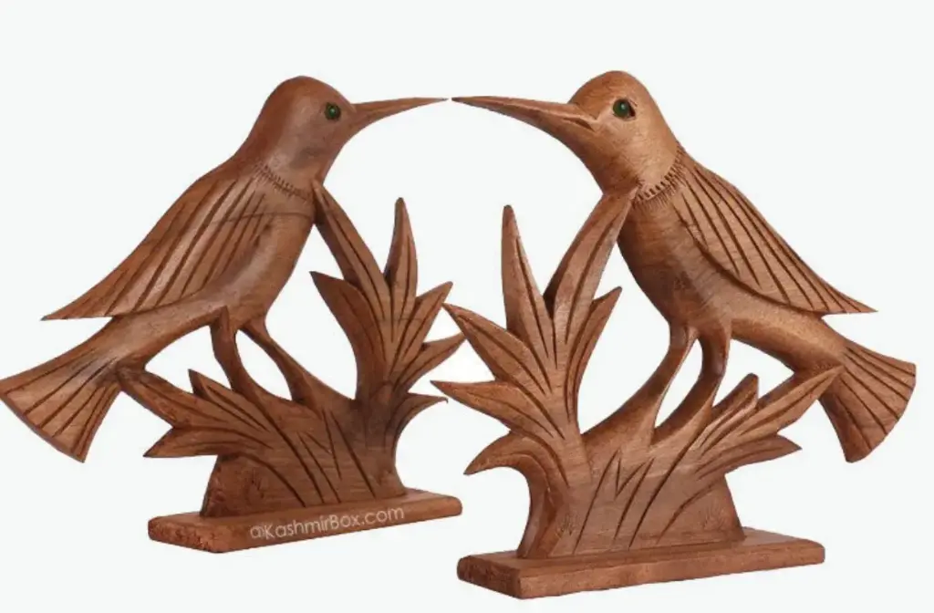 Walnut Wood Kingfisher Standing Decor