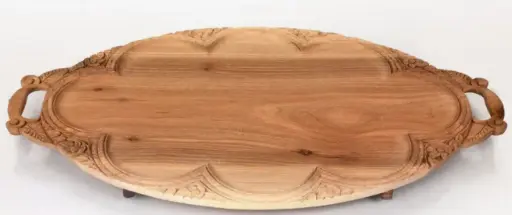Walnut Wood Leafy Handmade Tray