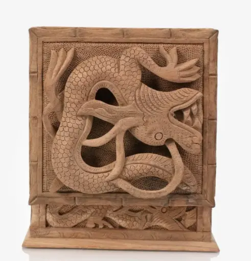 Walnut Wood Dragon Carved Box