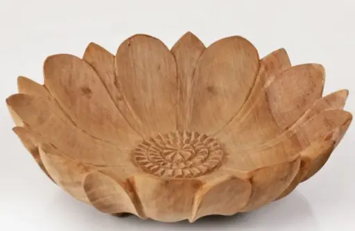 Lotus Walnut Wood Carved Bowl