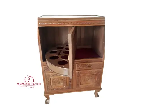 Ornate Wooden Bar Cabinet: Hand-Carved Elegance