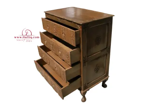 Kashmiri Carved Chest: Four-Drawer Elegance