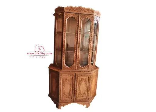 Kashmiri Carved Showcase: Elegant Corner Display