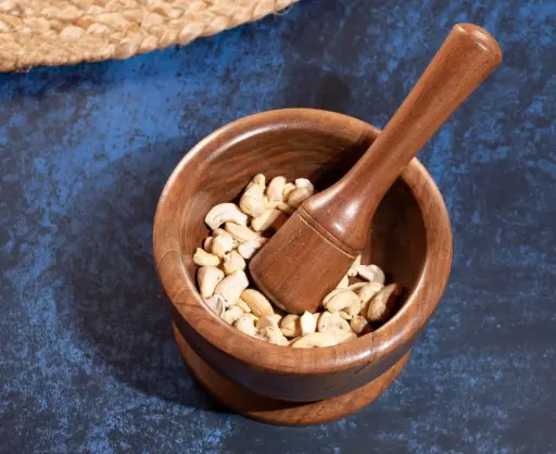 Walnut wood carved Okhli Musal / Mortar Pestle set