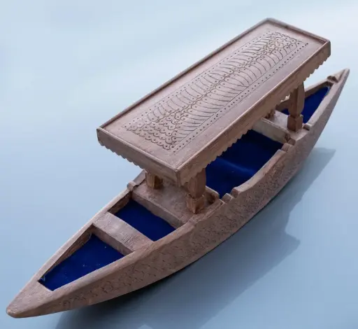 Walnut wood carved Kashmir Boat or Shikara Decor piece