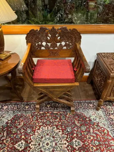 Royal Walnut Peacock Throne Chair