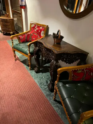 Victorian-Inspired Lounge Set with Kashmiri Walnut Table