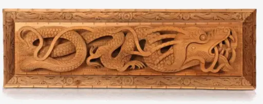 Handmade Carved Dragon Walnut Wood Wall Plate