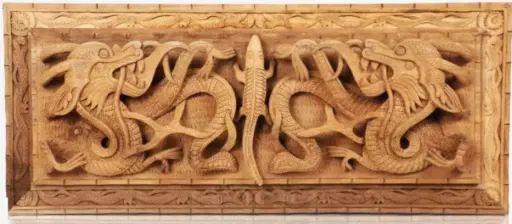 Dragon Hunt Handcrafted Walnut Wood Wall Plate
