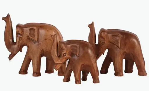Walnut Wood Elephant Set