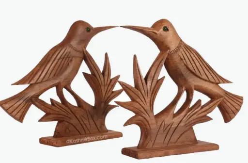 Walnut Wood Kingfisher Standing Decor